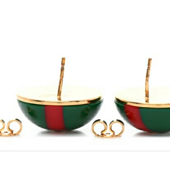 Authentic Large Gucci Resin Web Stud Earrings - Picture 8 of 10